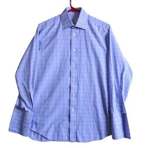 Charles Tyrwhitt Slim Fit Dress Shirt Mens 14.5 33 Blue Red Check Button Up